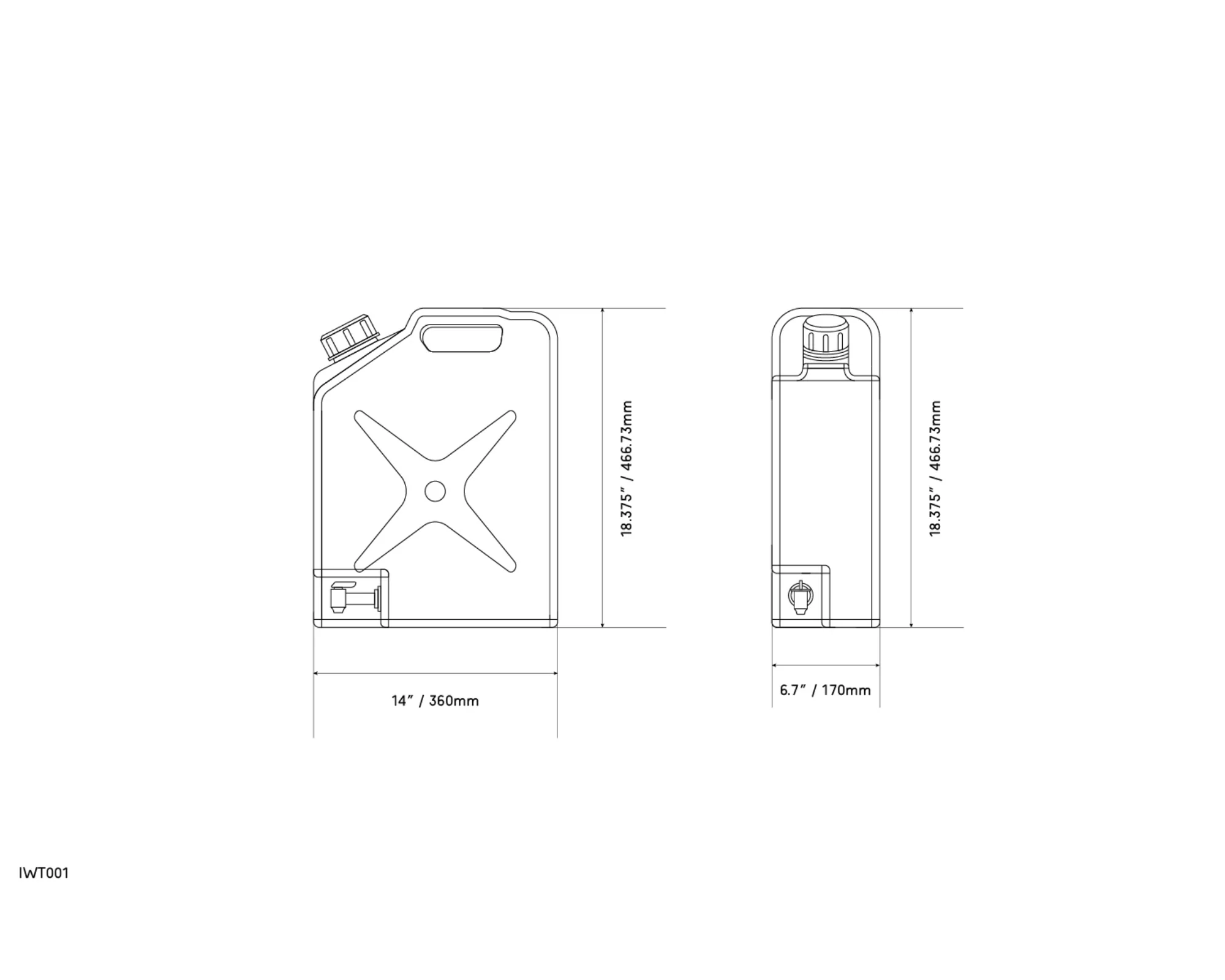 20L Plastic Jerry Can Water Tank - 5 Gal - Image 3